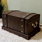 Tekir Store Ahşap Ceviz Eskitme Gold Kulplu Söz Nişan Düğün Hediye Çeyiz Sandığı 24*37 cm Saklama Kutusu