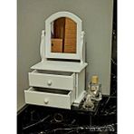 Tekir Store Düz Model Ahşap Hareketli Aynalı 2 Çekmeceli Beyaz Lake Takı ve Makyaj Kutusu Organizer
