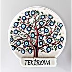 Tekirova Temalı Polyester Kabartmalı Nazar Ağacı Magnet Çap: 6 Cm – Dekoratif Hediyelik Buzdolabı Süsü (Kod:1129)