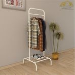 Tekli Beyaz Elbise Askılığı Konfeksiyon Askısı Ayaklı Butik Askı Beyaz