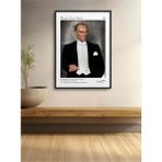 Tekli Çerçeveli Atatürk Portresi Poster Tablo ATA012 - 50 x 70 - Siyah