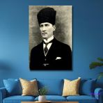 Tekli Dikey Kanvas Duvar Tablosu Mustafa Kemal Atatürk Portresi - 100 x 150