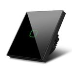 Tekli Dokunmatik Işık Anahtarı Siyah Cam Panel Nötrsüz 1 Way Akıllı Elektrik Anahtarı SK-A801-01b