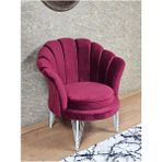 Tekli İstiridye Beyaz Boyalı Telli Ayak Çay Seti Koltuk Tekli Berjer , Balkon, Salon, Ofis Bordo Renk 47 X 47 Boyut/Ebat