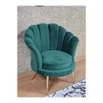 Tekli İstiridye Gold Kaplama Sivriltme Ayak Çay Seti Koltuk Tekli Berjer , Balkon, Salon, Ofis Yeşil Renk 47 X 47 Boyut/Ebat
