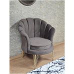 Tekli İstiridye Gold Kaplama Telli Ayak Çay Seti Koltuk Tekli Berjer , Balkon, Salon, Ofis Kahverengi Renk 47 X 47 Boyut/Ebat
