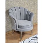 Tekli İstiridye Krom Kaplama Sivriltme Ayak Çay Seti Koltuk Tekli Berjer , Balkon, Salon, Ofis Gri Renk 47 X 47 Boyut/Ebat