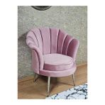 Tekli İstiridye Krom Kaplama Sivriltme Ayak Çay Seti Koltuk Tekli Berjer , Balkon, Salon, Ofis Pembe Renk 47 X 47 Boyut/Ebat