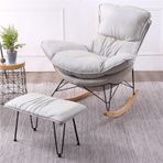 Tekli Koltuk Oturma Odası Kanepe Sandalye, Osmanlı ile Sallanan Sandalyeler, Şezlong, Balkon Yatak Odası Yatak Odası için Ahşap Taban, Açık Gri-Tek Beden,Light Gray-One Size