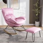 Tekli Koltuk Oturma Odası Kanepe Sandalye, Osmanlı ile Sallanan Sandalyeler, Şezlong, Balkon Yatak Odası Yatak Odası için Ahşap Taban, Pembe-Tek Beden,Pink-One Size