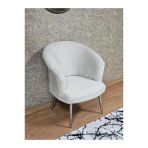 Tekli Teddy Krom Kaplama Sivriltme Ayak Çay Seti Koltuk Tekli Berjer , Balkon, Salon, Ofis Krem Renk 40,5 Boyut/Ebat