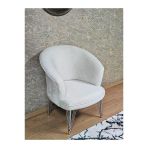 Tekli Teddy Krom Kaplama Telli Ayak Çay Seti Koltuk Tekli Berjer , Balkon, Salon, Ofis Krem Renk 40,5 Boyut/Ebat