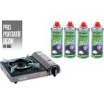 Tekli Turbo Güçlü Portatif Kamp Ocak Ocağı Gaz Stop Emniyetli + 4 Kartuş