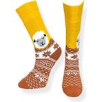Tekli Unisex Esnek Koyun Desenli Sarı ve Kahverengi Renkli Nefes Alabilen Havlu Çorap - Haki - 36 - 44