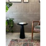 Tekli Zigon Mantar Sehpa Mushroom | Masif Ahşap Modern Yan Sehpa (Siyah)