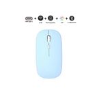TEKMAKG Bluetooth & 2.4G Çift Mod Kablosuz Şarjlı Mouse Type-C Sessiz İnce Tasarım 1600 DPI Mavi