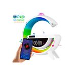 TEKMARKED BT-3402 Masaüstü LED Gece Lambası Dijital Saat Bluetooth Hoparlör Kablosuz Şarj Standı Disko Topu