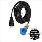 Tekne ve Karavan Enerji Besleme Kablosu 25 Metre | IP44 Kauçuk Düz Fiş + 3X16A Uzatma Priz | Siyah Kalın Kablo