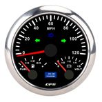 Tekne Voltaj Kalibresi, 85 Mm 3-3/8in 120 MPH 3'ü 1 Arada 3, Eğlence araç Ve Eğlence araç Kamyon Sinyali Için Yakıt Göstergesi Sinyali Ile (Siyah kadran gümüş çerçevesi cx8307)
