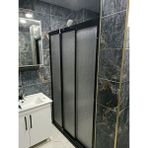 Teknesiz Duşakabin Siyah Profil Plastik Camlı ND426 - 105 CM