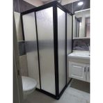 Teknesiz Kare Duşakabin, Plastik Camlı Siyah Profilli ND424 - 80X80