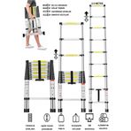 TEKNETSTORE 10 Basamaklı Teleskopik Uzayan Merdiven 2.9 Metre Alüminyum Yüksek Dayanıklı Malzeme Kaydırmaz Ayak