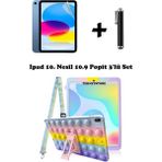 TEKNETSTORE Ipad 10. Nesil 10.9 2022 Uyumlu Kılıf Popit Askılı Stand Koruyucu Eğlenceli 3'lü Set A2696