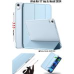TEKNETSTORE iPad Air 6 11 İnç M2 Çip 2024 Uyumlu Tablet Kılıfı İnce Tasarım Smart Cover Standlı Akıllı Kapak - Gökyüzü Mavisi