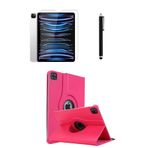 TEKNETSTORE iPad Pro 11 inç 4. Nesil M2 2022 ile Uyumlu 360° Dönebilen Standlı Tablet Kılıfı, Ekran Koruyucu ve Kalem Seti, Koyu Pembe