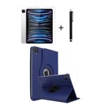 TEKNETSTORE iPad Pro 11 inç 4. Nesil M2 2022 ile Uyumlu 360° Dönebilen Standlı Tablet Kılıfı, Ekran Koruyucu ve Kalem Seti, Lacivert