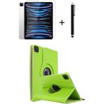 TEKNETSTORE iPad Pro 4. Nesil M2 2022 11 Inç 360° Dönebilen Standlı Tablet Kılıfı Ekran Koruyucu ve Kalem Seti - Açık Yeşil