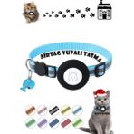 TEKNETSTORE Kedi Tasması Airtag Yuvalı Kilitli Güvenlik Aparatı Airtag Kılıfı ve Zil Boyun Tasması Gps - Mavi