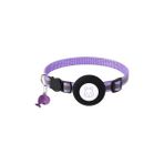 TEKNETSTORE Kedi Tasması Airtag Yuvalı Kilitli Güvenlik Aparatı Airtag Kılıfı ve Zil Boyun Tasması Gps - Mor
