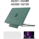 TEKNETSTORE Macbook Pro 13 M1 M2 A2251 A2289 A2159 A2338 Kılıf Standlı Kapak Klavye Koruyucu Ekran Koruyucu Set - Yeşil - RENK