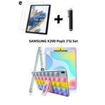 TEKNETSTORE Samsung Galaxy Tab A8 10.5 (2021) SM-X200 ile Uyumlu Popit Kılıf, Çocuk Kılıfı, Askılı Standlı, 3'lü Set, Gökkuşağı