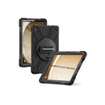 TEKNETSTORE Samsung Galaxy Tab A9 8.7 İnç ile Uyumlu Tablet Kılıfı Defender Askılı Tank Silikon Yüksek Koruma SM-X110, Siyah