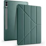 TEKNETSTORE Samsung Galaxy Tab S7 Fe S8 Plus T970/X800/T733/T737/T736 12.4" Kalem Bölme Arka Silikon Kapak Kılıf - Koyu Yeşil