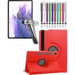 TEKNETSTORE Samsung Galaxy Tab S7 Fe SM-T737 / T736 / T733 / T730) 12.4 Inç Kılıf Tablet Kılıfı 3lü Set - Kırmızı