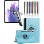 TEKNETSTORE Samsung Galaxy Tab S7 Fe SM-T737 / T736 / T733 / T730) 12.4 Inç Kılıf Tablet Kılıfı 3lü Set - Mavi