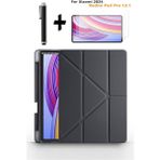 TEKNETSTORE Xiaomi Redmi Pad Pro 12.1 Uyumlu Kalem Bölmeli Standlı Kılıf + Ekran Koruyucu + Kalem 3'lü Set - Siyah - renk