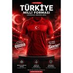 Teknik 2026 Türkiye Forması Kırmızı Desenli Kısa Kollu Futbol Forması Unisex