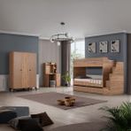 Teknik Genç Odası Rustik 3lü Complex Ranza Set - Açık Kahverengi - 90 x 190 cm