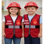 Teknik Itfaiyeci Çocuk Yelek - 8 - 9 Yaş - Kırmızı