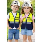 Teknik Reflektörlü Çocuk Mühendis Yeleği Seti - Yeşil - Lacivert