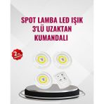 tekno 3 Lü Pilli Kablosuz Led Spot Lamba Seti Kumandalı Kolay Montaj Aydınlatma 2026