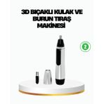 tekno 3D Bıçaklı Burun ve Kulak Tıraş Makinesi Pil ile Çalışan Taşınabilir Model 2026