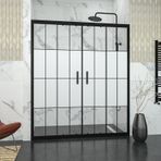 Tekno Duş Black Castor 6mm Yarım Kumlamalı Karolajlı Orta Açılır 2 Sabit 2 Sürgü İki Duvar Arası Duşakabin Şeffaf