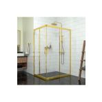TEKNO DUŞ DUŞAKABİN TEKNE VE KÜVET SİSTEMLERİ GOLD RİGEL 6mm Şeffaf Cam Dikdörtgen Duşakabin