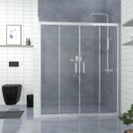 Tekno Duşakabin Silver Castor 6 mm Şeffaf Cam Orta Açılır 2 Sabit 2 Sürgü İki Duvar Arası Duşakabin