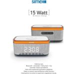 Tekno Grup Simx Sonicore 15W Gri Bluetooth-Usb-Sd Kart- Kablosuz Şarj - Rgb Gece Lambası Özellikli Alarmlı Saat Müzik Çalar Speaker